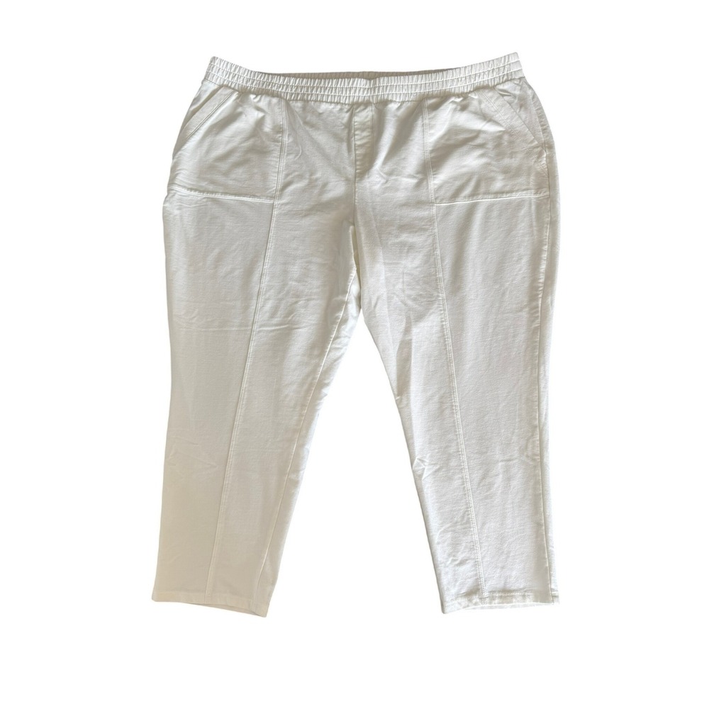 Denim & Co Active White‎ French Terry Crop Pants 3XP Petite Plus A685184